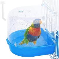 Hanging Bird Bath Cube Parrots Bathtub Bath Shower Box Cage Accessory for Little Bird Canary Budgerigar Cockatiel Lovebird