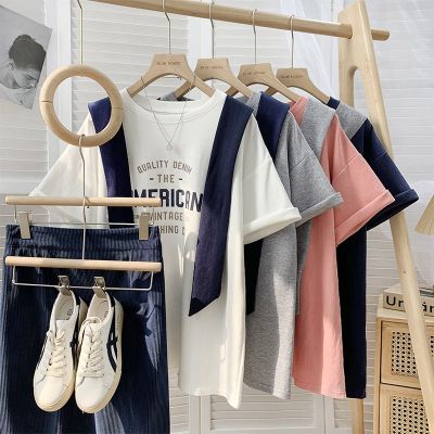 ☁ Internet celebrity ins super hot short-sleeved t-shirt for women in summer Korean style loose Harajuku style fake two-piece shawl top body-hugging trend