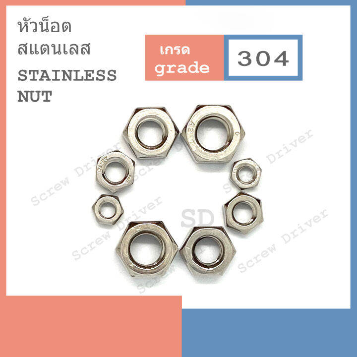 หัวน็อต-สแตนเลส-hexagon-nut-stainless-304-mm