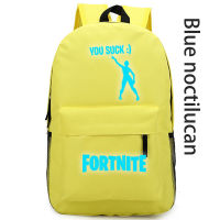 Fortnites กระเป๋านักเรียนสำหรับวัยรุ่น You Suck สีฟ้าตัวอักษรเรืองแสงพิมพ์เด็กกระเป๋าเป้เดินทางนักเรียนแล็ปท็อปกระเป๋าสะพายไหล่