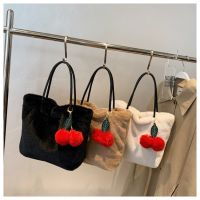 [COD] Foreign trade cherry pendant womens bag 2022 new plush fashion fresh girl trendy shoulder