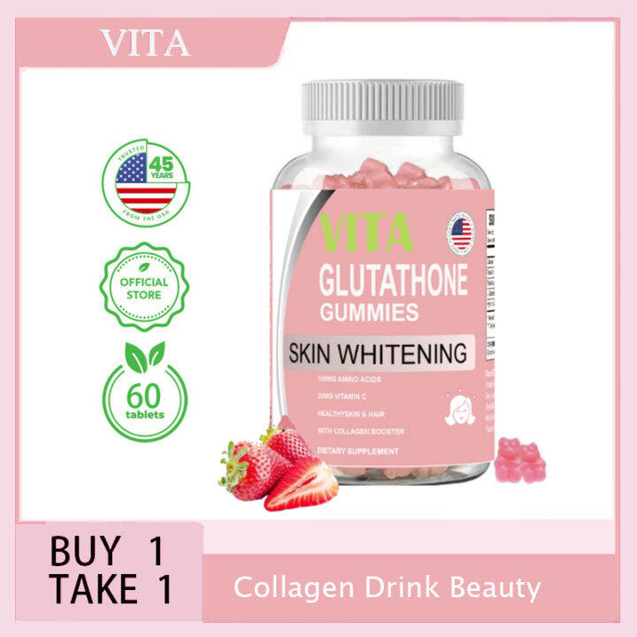 Buy 1 Get 1 Glutathione Whitening Collagen Gummies Skin Care Anti Aging Vitamin Fruit Flavor 4081