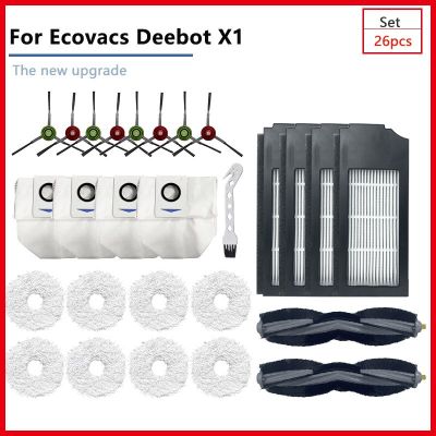 สำหรับ Ecovacs Deebot X1หุ่นยนต์กวาดบ้านเครื่องดูดฝุ่นอุปกรณ์เสริมตัวกรอง Hepa บ้านแปรงด้านข้างหลักถุงหูรูดชิ้นส่วนเศษผ้า