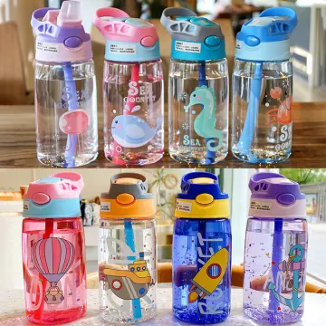 480ML Toddler Water Sippy Cup Cartoon Kids Feeding Cup with Straws  Leakproof Water Bottle Outdoor Portable Children's Cups