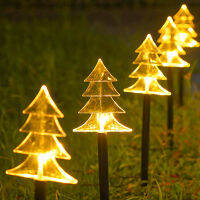 (Sunshine everyday)Christmas Solar LED Ground Plug Light Set Tree Star Snowflake Light ไฟตกแต่งสวน