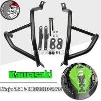 สีดำสำหรับ Kawasaki Ninja 400 Ninja 250 2018 2019 2020 2021 2022เครื่องยนต์ถังป้องกัน Bar Guard Crash บาร์ Ninja400 Ninja250รถจักรยานยนต์อุปกรณ์เสริมมอเตอร์กรอบกันชน