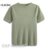 HLBCBG 2023เสื้อยืดถักสำหรับผู้หญิงเสื้อชุดแขนสั้นแฟชั่นแบบถักสำหรับฤดูใบไม้ผลิ