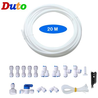 1/4 O.D. RO Water Filter Tube Fitting 20M Tube Plastic Push Fit Quick Connect for Water Lines Fridge/Ice Maker Installation Kit