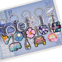 1PCS PVC Keychain Cars Flowers Holiday Key Rings Cars Flowers Holiday Key Holders Fit Adult Car Keys Gift Trinkets Key Chains