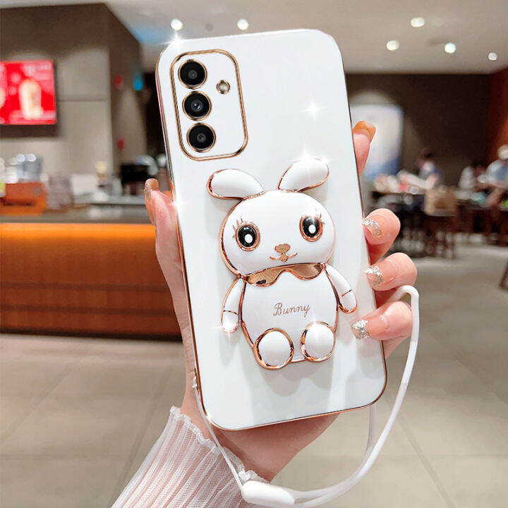 ybd-เคสกระต่ายน่ารักสำหรับ-samsung-a14-a34-a54-a13-m23-f23-m52-5g-ที่ยึดการ์ตูนเคสโทรศัพท์แบบสามมิติฟรีสายคล้องเคสซิลิโคนแบบนิ่ม