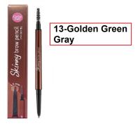 (1 ชิ้น) Cathy Doll Skinny Brow Pencil 0.03g เคทีดอลล์ สกินนี่ บราว ดินสอเขียนคิ้วหัวเล็ก 13-Golden Green Gray