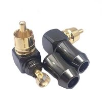 RCA male Plug Connector 90 Degree Wire Adapter Gold Plated Solder Terminal for 6.2mm Speaker Cable Right Angle Audio L Type