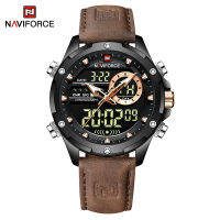 Naviforce แบรนด์ชั้นนำบุรุษนาฬิกาหรูสายหนังนาฬิกาข้อมือกันน้ำปฏิทินดิจิตอลชายนาฬิกา relógio masculinoi