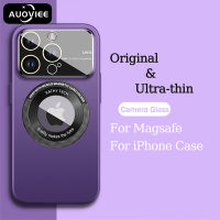 AUOVIEE เคสระบบชาร์จแม่เหล็กของแท้บางเฉียบสำหรับ Magsafe สำหรับ iPhone 12 13 14 Pro Max Plus ฝาหลังป้องกันกล้อง PC