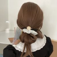 ❀♣☌ Female Girl Fashion Temperamentsmall Incense Bow Black And White Lace Large Intestine Hair Tie Hair Rope Headdress Accessories