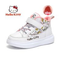 รองเท้าสเก็ตบอร์ดบุขนหุ้มข้อสำหรับเด็กผู้หญิง Hello Kitty รองเท้าผ้าฝ้ายบุขนสำหรับเด็กผู้หญิงแบบฤดูหนาวรองเท้ากีฬาขนสั้นสำหรับเด็กวัย5- HOT ●9/12✙✷