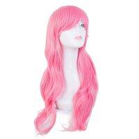 Pink Wig Fei-Show Synthetic Heat Resistant Long Wavy Inclined Bangs Hair Cartoon Costume Halloween Carnival Cos-play Hairpieces