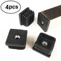 ☃ 4pcs Black M8 Threaded Plugs Square Tube End Caps Tubing Plugs Plastic Inserts Furniture Glider Chair Leg Insert Plugs for Table