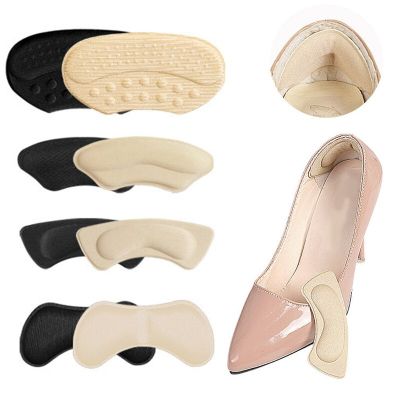 Women Heel Insoles Heel Sticker Anti-wear Adhesive Feet Care Pads Pain Relief Cushion Heel Liner Grips Crash Insole Sponge Patch Shoes Accessories