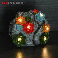 โคมไฟหินแสงอาทิตย์6led LIZHOUMIL พร้อมไฟแบตเตอรี่กันน้ำฉ่ำสำหรับตกแต่งสวนชาวบ้านกลางแจ้ง