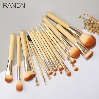 【LZ】ↂ  Bamboo Makeup Brushes Sets cosméticos sombra base pó blush olho Make Up Brush Kits de ferramentas de beleza 18 pcs