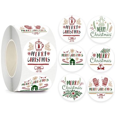 100-500Pcs Merry Christmas Stickers Thank you Decorative Stickers for Xmas Gifts Envelop Seals Cards Packages Wedding Decor Stickers Labels