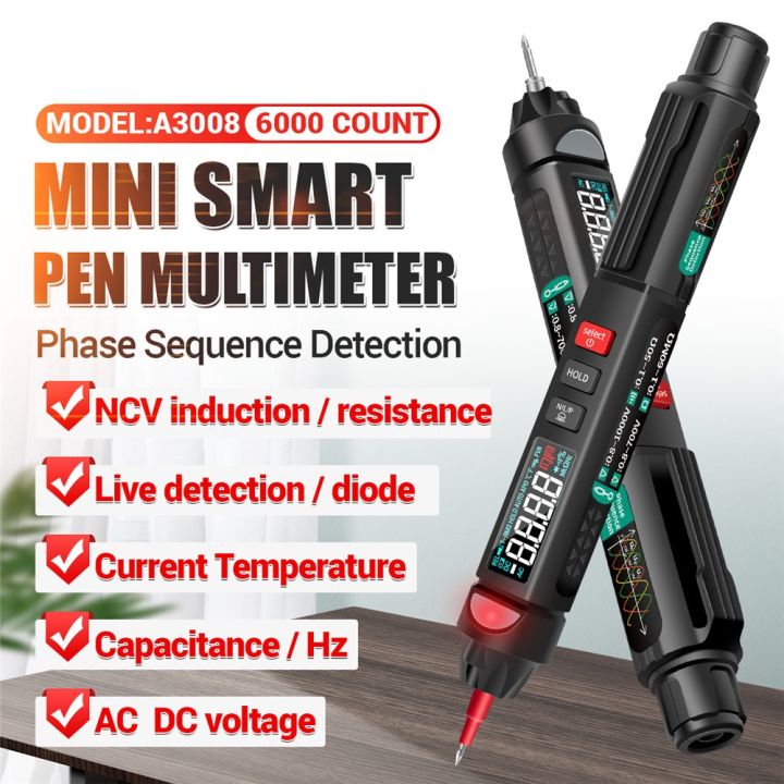 a3008-digital-multimeter-auto-intelligent-6000-precision-counts-sensor-pen-tester-noncontact-voltage-meter-multimetre-polimetro
