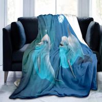 Ready Stock Dolphin Flannel Throw Blanket, Sea Animals Pattern, Super Soft, Warm, Lightweight, King, Queen Size, Bed, Couch, Cute, Kawaii