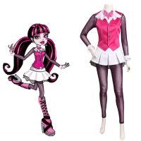 Monster Cos High Draculaura Cosplay Costume Halloween Carnival Suit For Adult Woman Man Roleplay Suit Shoes Boots Girls Outfits