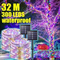 32m22m12m7m Solar LED Light Outdoor Festoon Lamp Garden Fairy Lights String 2PC Waterproof Christmas Garland Yard Decoration