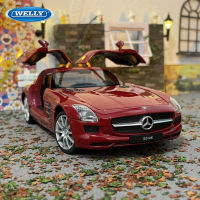 WELLY 1:24 Benz SLS AMG โลหะผสมกีฬารุ่น D Iecasts โลหะรถแข่งยานพาหนะรุ่นจำลองคอลเลกชันเด็กของเล่นของขวัญ