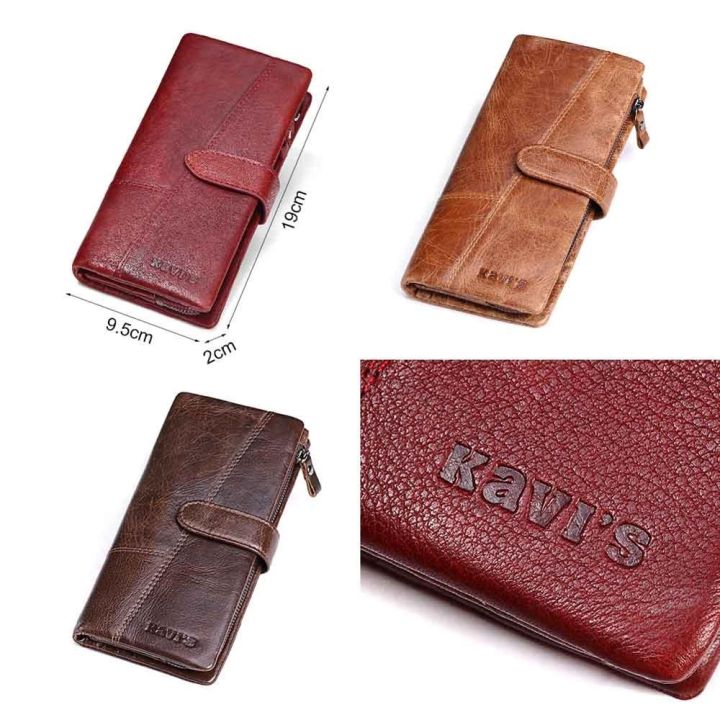 layor-wallet-kavis-แฟชั่น100กระเป๋าสตางค์หนังแท้หญิงกระเป๋าเงินเหรียญ-portomonee-ที่มีประโยชน์ยาวหนีบสำหรับเงินเลดี้-vallet-ผู้ถือบัตรสาว