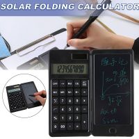 1pc Solar Folding Calculator 10 Digits Number LCD Calculators Display Portable Handwriting Board Suitable For Office/Learning Calculators