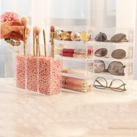 Multi-function Organiser Cosmetic Storage Box Transparent Acrylic Lipstick Makeup Brush Glasses Stationery Office Pen Case