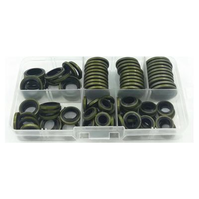 100Pcs Bonded Washer Metal Rubber Oil Drain Plug Gasket Fit Combined Washer Sealing Ring Assortment Kits