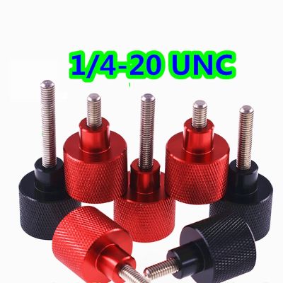 1 buah sekrup sistem Amerika 1/4-20UNC aluminium Knurled kepala benang tangan mengencangkan sekrup jempol benang baut panjang 6-50mm