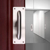 ???มือจับประตูสแตนเลสหนามือจับประตูไม้ Push-Pull Plate Fire Door Handle