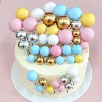 10pcs Colorful Ball Cake Topper Multiple Colors Cupcake Topper Baby Shower Birthday Party Cake Decor Supplies Baking Accessories