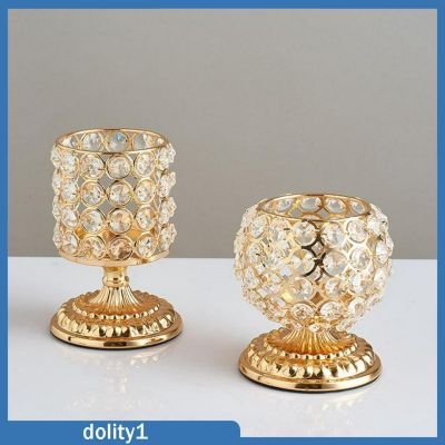 [DolitybdMY] Golden Crystal Candle Holder Decor, Candlelight Dinner Candlestick Holder for Table Centerpieces, Home Decor, Party, Holiday Decoration
