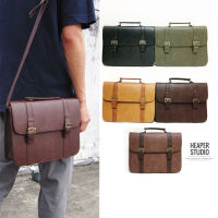 HEAPER BUSINESS กระเป๋าหนัง PU กระเป๋าเอกสาร สะพายข้าง Messenger Bag