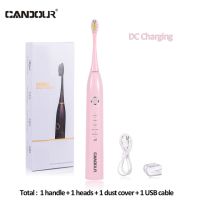 CANDOR แปรงสีฟันไฟฟ้าโซนิคแบบชาร์จได้ กันน้ำ 15 โหมด IPX8 หัวแปรงแบบถอดเปลี่ยนได้ แปรงสีฟัน USB Charger สำหรับผู้ใหญ่