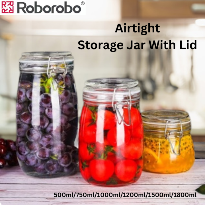 Roborobo Airtight Jar Glass Food Bottle Pickle Jar Honey Bottle Wine Kimchi Jar Small Household 7317