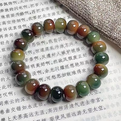 ♚❉ Laozi Gradient Green Straight-cut White Jade Bodhi Root Bracelet Wraps Fingers Soft Wen Playing Female Buddha Bead Disk Playing Male Bodhi Bracelet