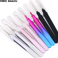 1Pc Tweezers Stainless Steel Gold Blue for eyelash extension high-precision eyelash extension tweezers set Thin tip