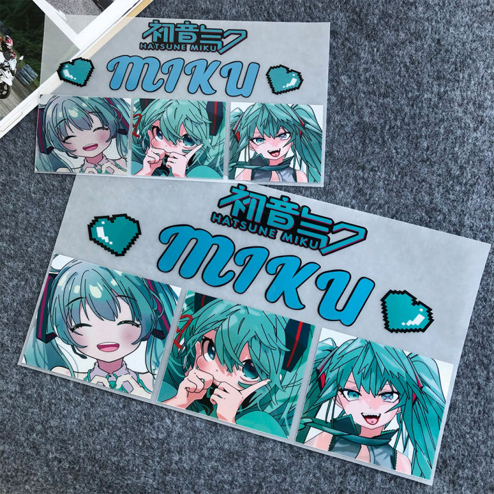 jdm-สติกเกอร์ติดมอเตอร์ไซค์สาวน่ารักฟิกเกอร์การ์ตูนอนิเมะญี่ปุ่น-hatsune-miku-รถสกูตเตอร์ไฟฟ้าสะท้อนแสงจักรยานยนต์อุปกรณ์ตกแต่งตัวเครื่อง