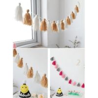 ✇❄☒ Mary Hand Knitting Tassel Garland Banner Bunting Wall Hanging Decorations Backdrop