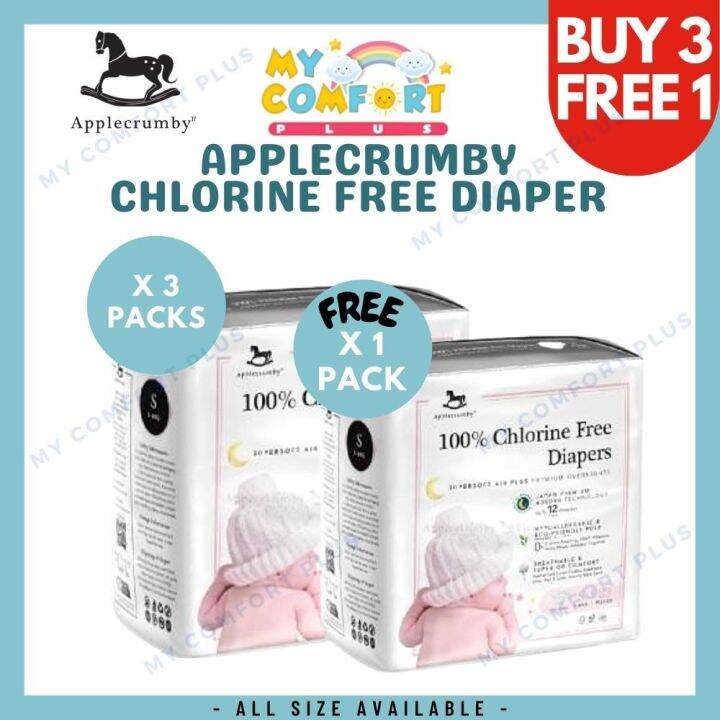 Promo TOP (BUY 3 FREE 1) Applecrumby Chlorine Free Premium Overnight All Type Pull / Tape And