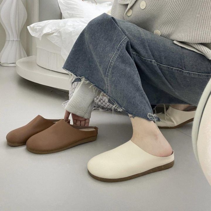 baotou-รองเท้าสลิปเปอร์ผู้หญิง-mode-korea-ครึ่งเท้านุ่มสบายหัวกลมเหยียบไซส์ใหญ่พิเศษรองเท้า-muller