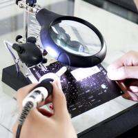 360 Rotation LED Magnifying Glass Soldering Iron Stand Len Magnifier Tool