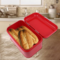 [ราคาถูก]สีทึบ Bread Container Retro โลหะถังเก็บขนมปังกล่องความจุมากภาชนะเก็บของในครัว